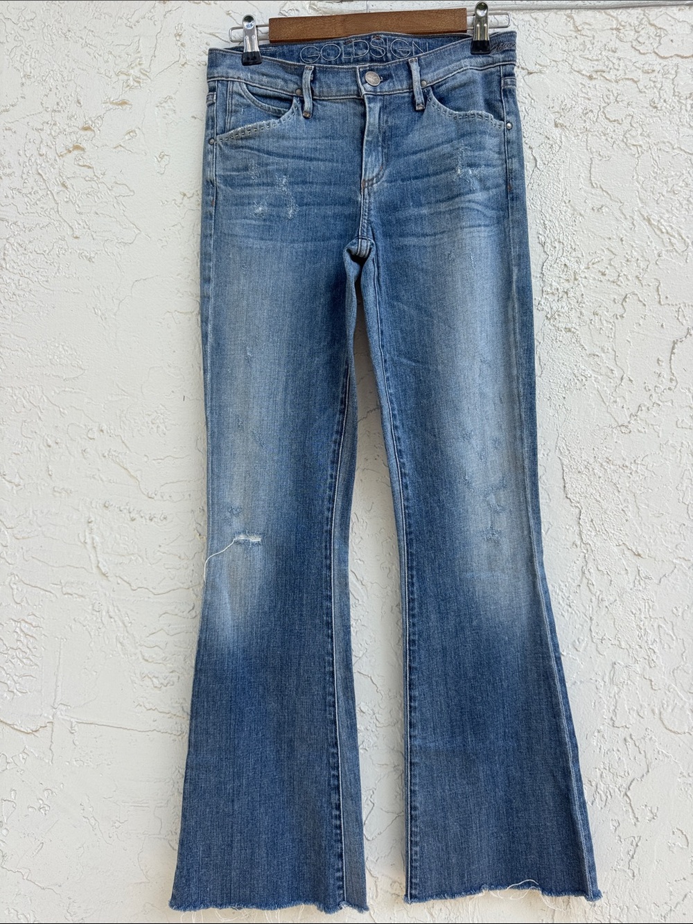 Goldsign Jeans Size 26 #W3233-357 Cut #33548 Made USA Raw Fray Hems